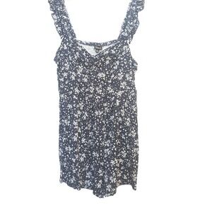 Torrid Navy Floral Ruffle Strap Romper Shorts Jumpsuit Size 2 Plus Size